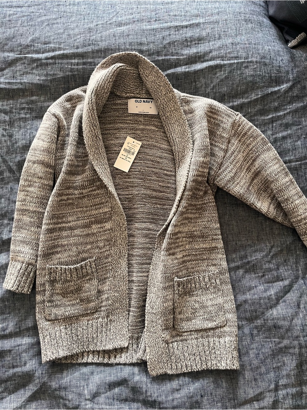 Old Navy Gray Shawl Collar Knit Cardigan Sweater